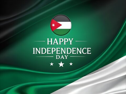 A festive graphic design celebrating Jordanian Independence Day.