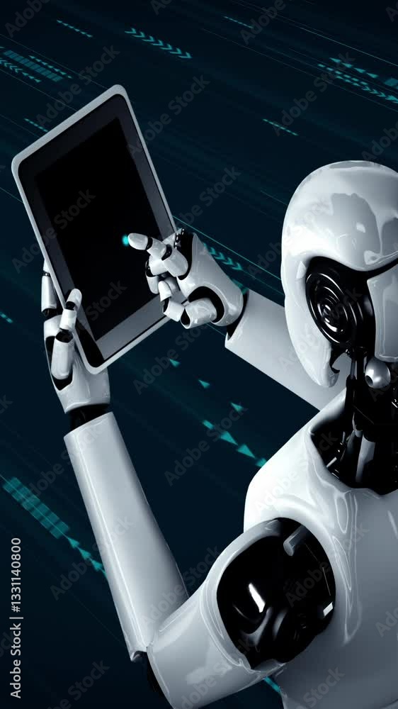 Poster future financial technology controll by ai robot huminoid uses machine learning and artificial intel