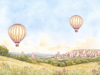 Obraz premium Hot Air Balloon Ride Over Cappadocia Landscape