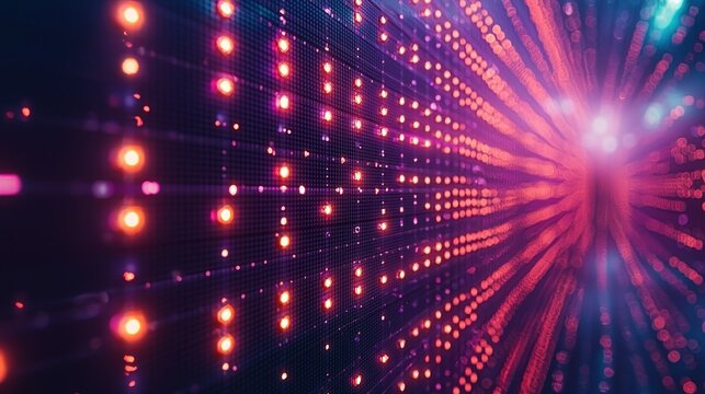 Abstract LED array receding to a bright light source