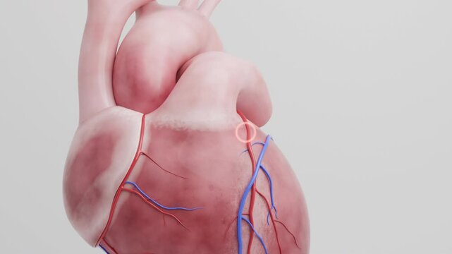 Coronary artery bypass graft (CABG) surgery restores heart circulation. 3D loopable medical animation.