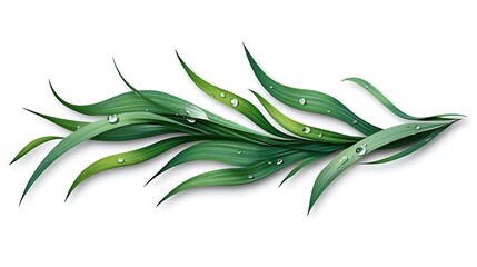 Fototapeta premium Dew-Kissed Grass Blades: A Vibrant Digital Illustration AI Generated