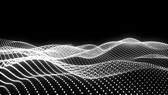 Abstract white dot wave technology with light digital effect corporate concept. Looping animated background red made from trapcode form