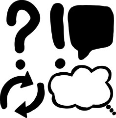 Obraz premium Question mark, exclamation mark, and speech bubbles with arrows