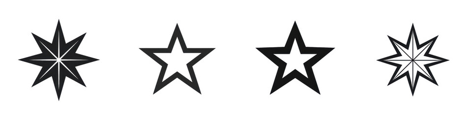 Obraz premium Stars array Various star shapes displayed on a simple white background isolated on white or transparent