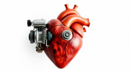 Mechanical Heart: A striking image of a human heart with mechanical components, representing the intersection of biology and technology.
