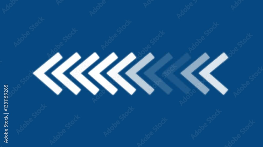 Poster left arrow animation. arrow growth left concept. left direction animated arrow on black background.