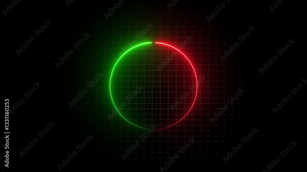 Poster glowing neon loading bar circle animated background 4k video.