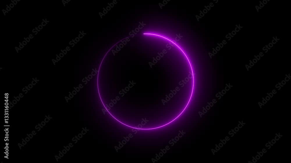 Poster neon line circle. neon light animated glowing border. stylish neon frame.glowing neon effect blingin
