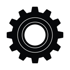 Black Gear Silhouette, Mechanical Engineering Icon