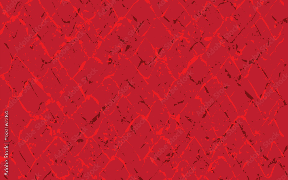Poster red textured pattern vector, resembling a chain link fence or fishnet with a distressed effect. irre