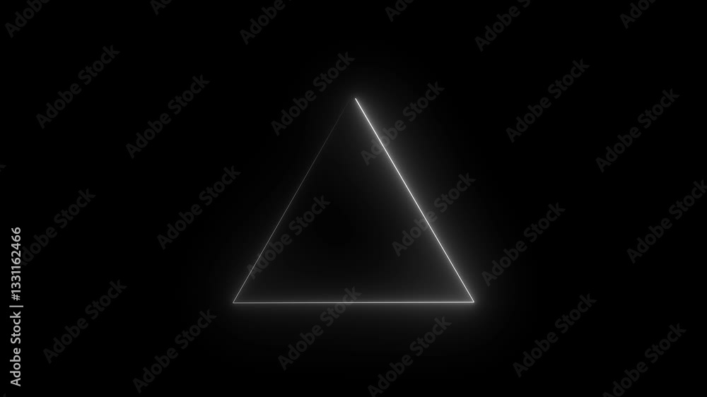 Poster simple neon triangle animation triangle animation by cyan neon on black background.