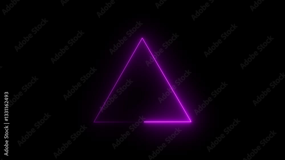 Poster simple neon triangle animation triangle animation by cyan neon on black background.