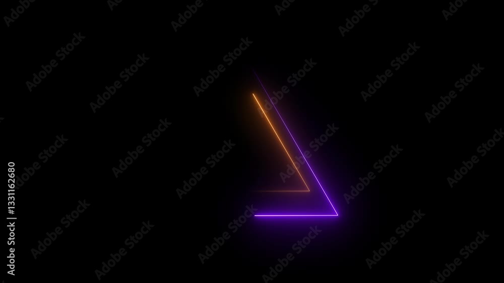 Poster simple neon triangle animation triangle animation by cyan neon on black background.