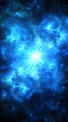 Naklejka premium Celestial Bloom Azure nebula, brilliant core, cosmic dust, and starlight blend