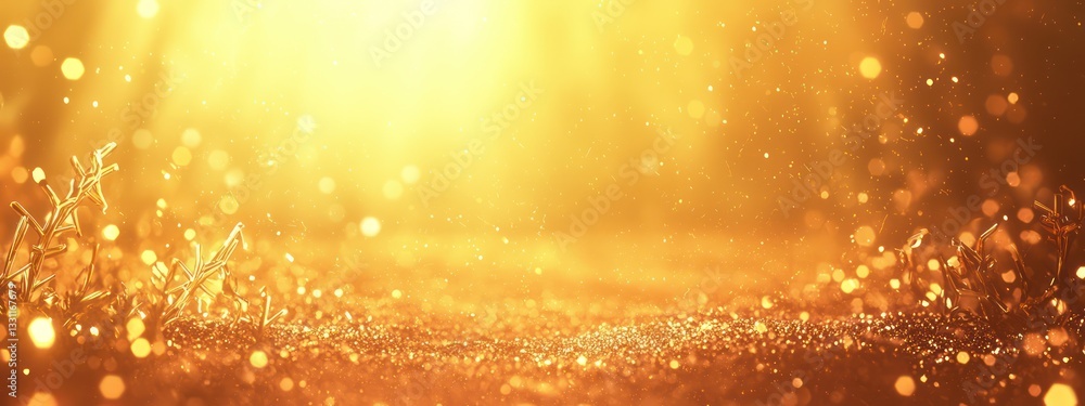 Aufkleber soft textured backdrop adorned with shimmering golden bokeh.