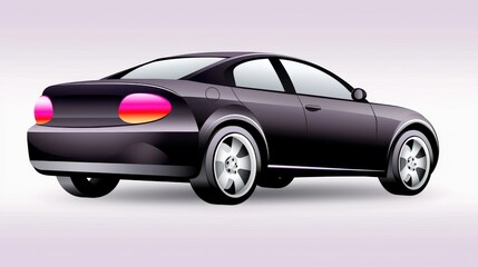 Fototapeta premium A simple, vector-style clipart of a car with smooth lines and bold colors, perfect for modern transportation illustrations.
