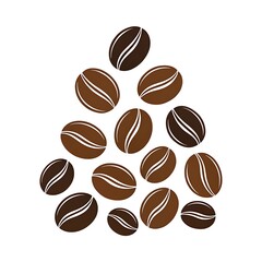 A Rich Cascade Of Coffee Beans, Symbolizing The Aromatic Journey From Bean To Cup, Depicted In Simple, Dark Brown Silhouettes Against A Bright White Background