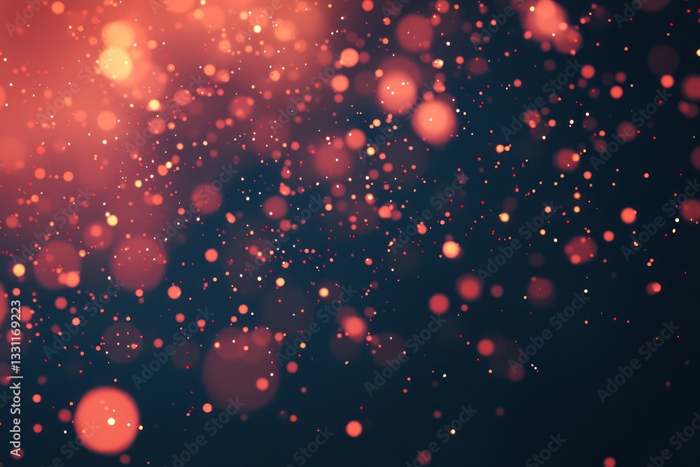 Poster dark backdrop under the soft glow of shining red glitter particles.