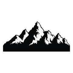 Mountain range Silhouette, Vector, Icon, Logo, White Background.