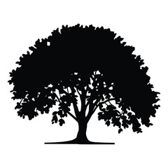 Fototapeta premium Tree Silhouette, Vector, Icon, Logo, White Background.