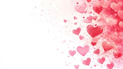 Heart Watercolor Design with Pink and Red Colors for Valentine's