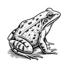 Naklejka premium Frog vector illustration, detailed vector, pencil sketch style, monochrome design, isolated on a white background