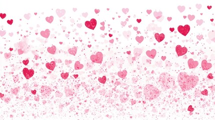 Floating Heart Confetti Background Design in Pink and Red Colors