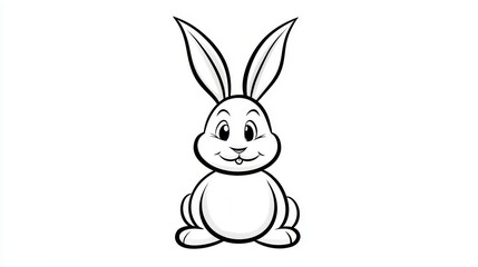 A doodle-style bunny drawing with simple curved lines, playful ears, and a round body, ideal for casual designs and sticker art.