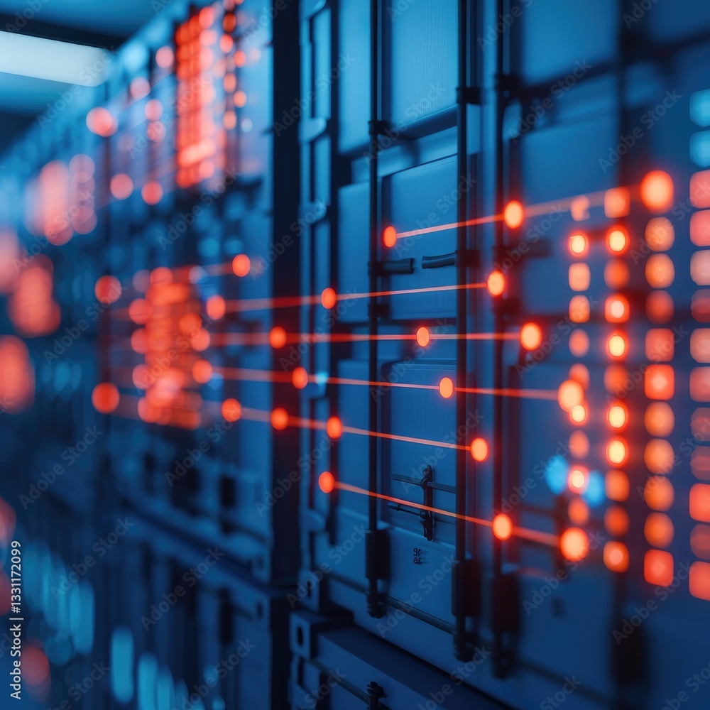 Poster abstract data network connections digital server room technology background