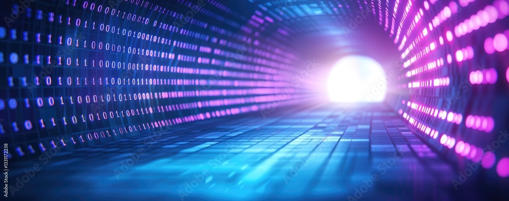 Poster digital tunnel of binary code futuristic technology background image