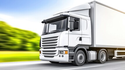 White Semi Truck on a Country Road