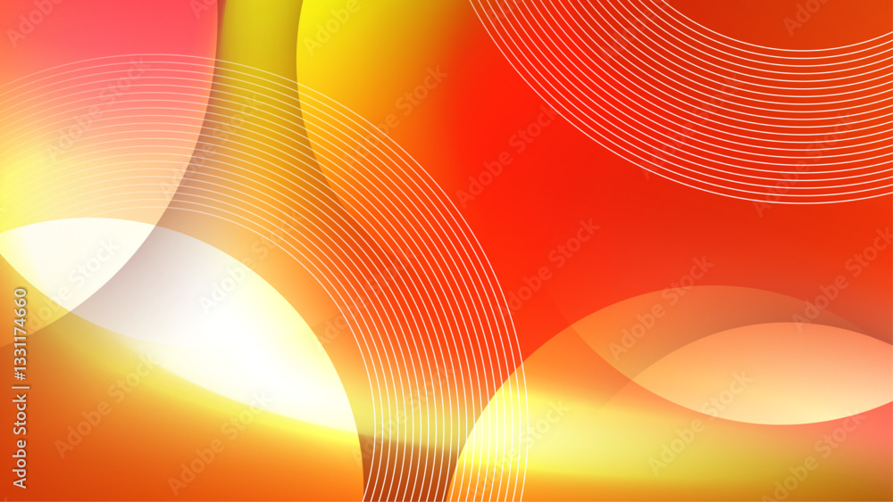 Aufkleber abstract minimal overlapping circle shapes on red and yellow background vector illustration