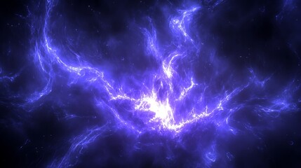 Fototapeta premium Abstract cosmic nebula with vibrant purple and blue energy swirls.