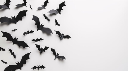 Fototapeta premium Halloween decoration of bats over a white background, enhancing the spooky atmosphere.