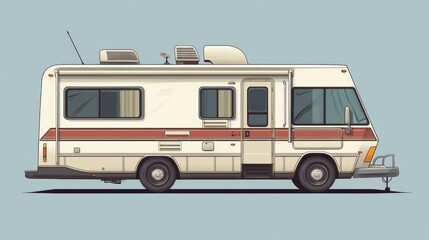 An elegant RV trailer with functional design, this vehicle represents freedom and adventure on the open road
