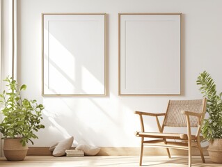frame on wall mockup wood cozy light home