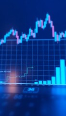 Stock Market Forex Concept Blurry Blue Digital Charts