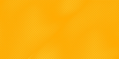 Yellow halftone pattern. Retro comic gradient background. Bright orange pixelated dotted texture overlay. Cartoon pop art faded gradient pattern yellow background © VIRAL