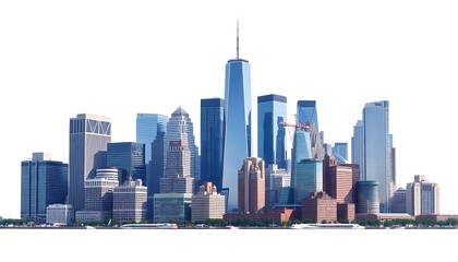 Obraz premium New York City Downtown Skyline Modern Skyscrapers White Background