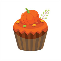 Fall Season Theme Cupcake Design Vector EPS 10