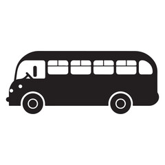 Black Bus Silhouette Icon – Side View Public Transport Symbol