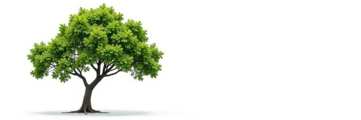 Fototapeta premium Single isolated tree branch on white background, clean, solitude, foliage