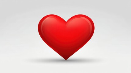 3D Red Heart Icon on Light Gray Background