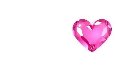 Fototapeta premium Pink Heart Shape Crystal Valentines Day Symbol Sticker White Background