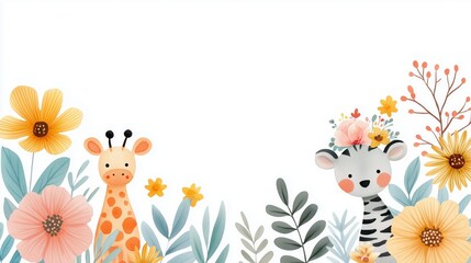 Watercolor Ocean Wildlife Conservation Art,Summer Beach Marine Animals Illustration,Happy Sea Creatures Minimalist Icon Set,,Beautiful