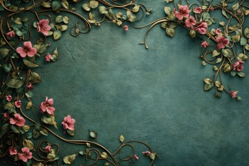 vintage floral background with frame