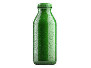 Refreshing hydration, closeup of a green bottle with condensation droplets cool