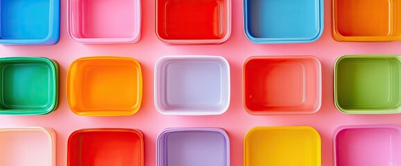 Colorful Square Containers on Pink Background (10)