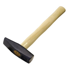 a hammer with a wooden handle